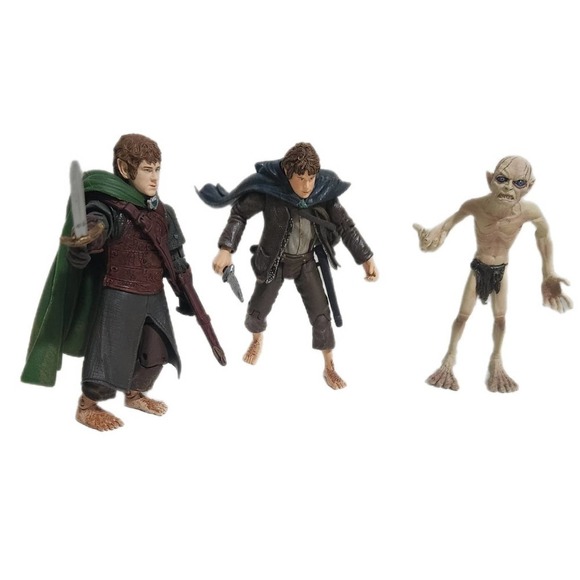 Toy Biz Marvel Lord Of The Rings 3 Piece Lot Cloaked Pippin Gollum Rohan 2003 - Picture 1 of 16